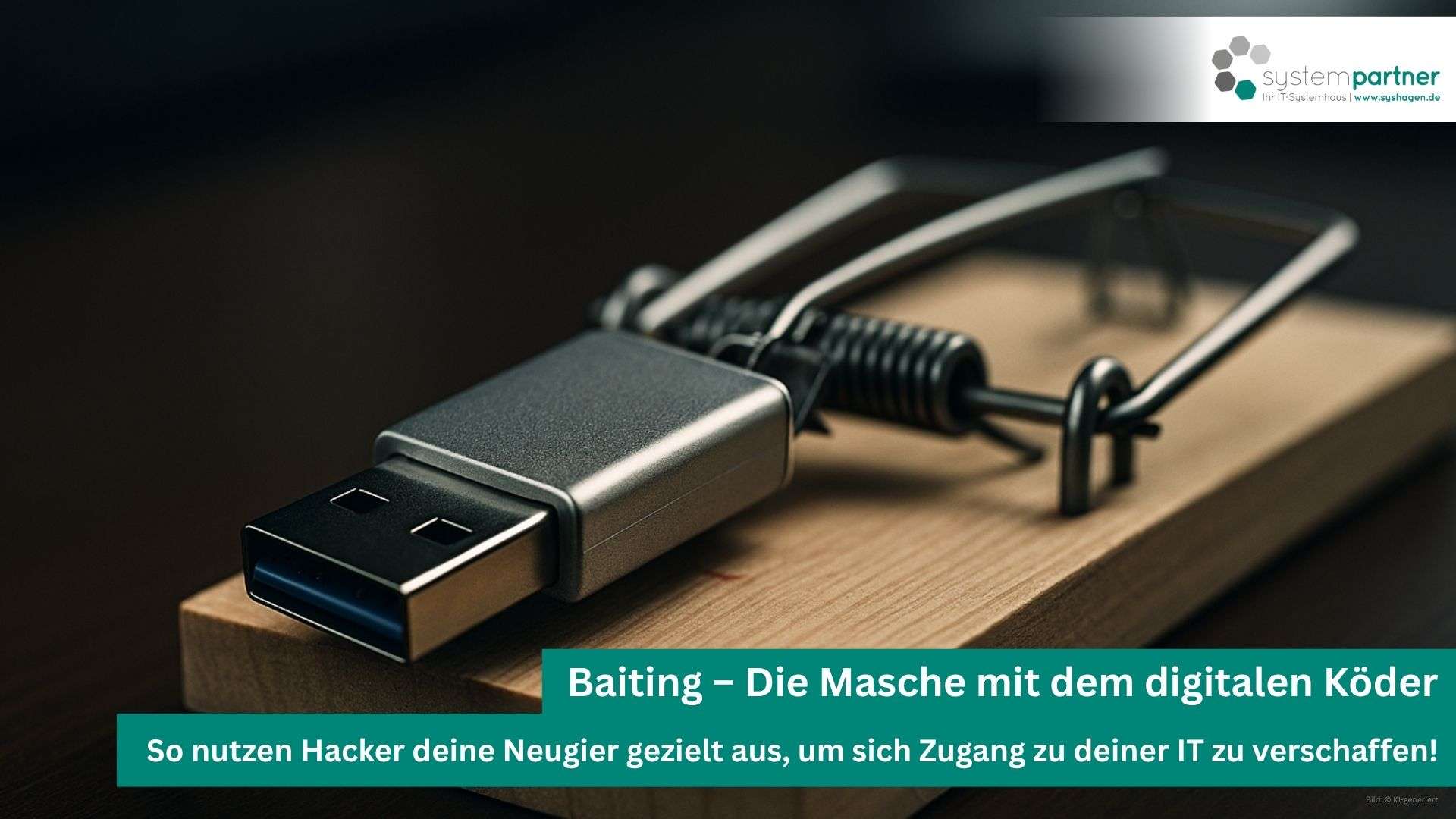 Mit Baiting als Hacking-Methode gegen deine Unternehmens-IT in der Region Hagen, Iserlohn, Märkischer Kreis. Systempartner Hagen berät dich!